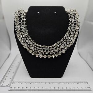 Elegant Kate Middleton Inspired Crystal Rhinestone Silver Tone Necklace